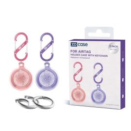 puzdro pre lokalizačný čip Apple AirTag - XDCASE 2x Vodotesné puzdro na Apple AirTag PINK + PURPLE