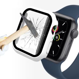 sklo / fólia Apple Watch - ENKAY Obal s tvrdeným sklom pre Apple Watch 9 / 8 / 7 (41mm) biely