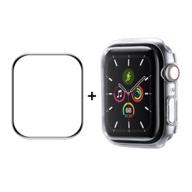 sklo / fólia Apple Watch 8 45mm - ENKAY Plastový kryt s tvrdeným sklom pre Apple Watch 9 / 8 / 7 (45mm) priehľadný