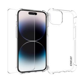 sklo / fólia, zadný kryt Apple iPhone 15 - ENKAY SET Priehľadný obal + 2.5D ochranné sklo Apple iPhone 15