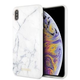 zadný kryt Tipy na darčeky - GUESS MARBLE (GUHCI65HYMABK) kryt Apple iPhone XS Max biely