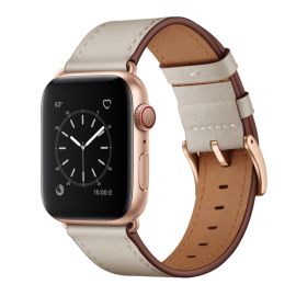 remienok na hodinky Apple Watch 6 / SE / 5 / 4 44mm / 1/2/3 42mm - LEATHER Kožený remienok pre Apple Watch Ultra 1 / 2 / 3 (49mm) / 9 / 8 / 7 (45mm) / 6 / SE / 5 / 4 (44mm) / 3 / 2 / 1 (42mm) béžový