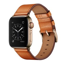 remienok na hodinky Apple Watch 8 45mm - LEATHER Kožený remienok pre Apple Watch Ultra 1 / 2 / 3 (49mm) / 9 / 8 / 7 (45mm) / 6 / SE / 5 / 4 (44mm) / 3 / 2 / 1 (42mm) svetlohnedý