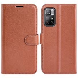 zaklápacie puzdro Xiaomi Redmi Note 11S 5G - LITCHI Ochranný kryt pre Xiaomi Poco M4 Pro 5G / Redmi Note 11S 5G hnedý