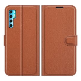 zaklápacie puzdro TCL 20 Pro 5G - LITCHI Ochranný kryt TCL 20 Pro 5G hnedý