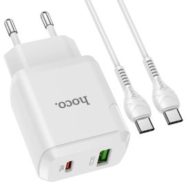 sieťová nabíjačka Príslušenstvo - HOCO N5 Sieťová nabíjačka USB / USB Typ-C + USB Typ-C kábel biela