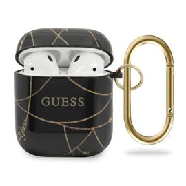 puzdro na slúchadlá Tipy na darčeky - GUESS MARBLE Obal na Apple AirPods 1 / 2 čierny