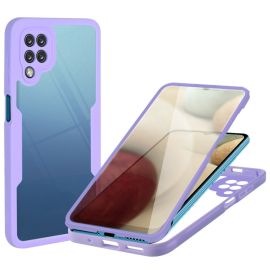 obojstranný kryt, sklo / fólia Samsung Galaxy A12 - DUAL Obojstranný kryt s fóliou Samsung Galaxy A12 fialový