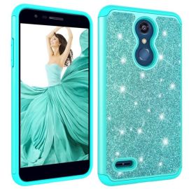 LG K30 - Glitter Powder Ochranný Gumený Obal LG K30 zelený