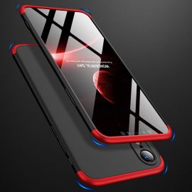 obojstranný kryt, zadný kryt Kryty na mobil - 360° ochranný obal Apple iPhone XR čierny-červený