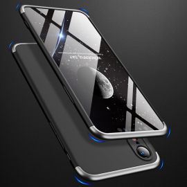 obojstranný kryt, zadný kryt Kryty na mobil - 360° ochranný obal Apple iPhone XR čierny-strieborný