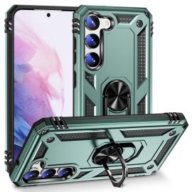 zadný kryt Samsung Galaxy S23 5G - RING Ochranný kryt s držiakom pre Samsung Galaxy S23 5G zelený