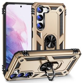 zadný kryt Samsung Galaxy S23 5G - RING Ochranný kryt s držiakom pre Samsung Galaxy S23 5G zlatý