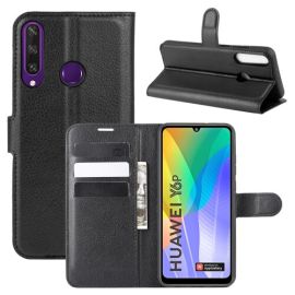 zaklápacie puzdro Huawei - LITCHI Peňaženkový kryt Huawei Y6p čierny