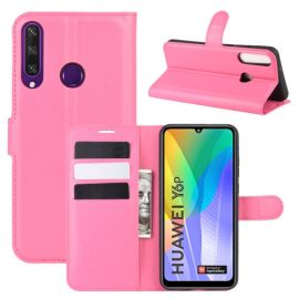 zaklápacie puzdro Huawei - LITCHI Peňaženkový kryt Huawei Y6p ružový