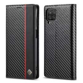 peňaženkové / vyklápacie puzdro Samsung Galaxy A12 - IMEEKE CARBON Peňaženkový kryt Samsung Galaxy A12 / M12 čierny