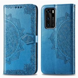 peňaženkové / vyklápacie puzdro, zaklápacie puzdro Huawei P40 - ART Peňaženkový kryt Huawei P40 ORNAMENT modrý