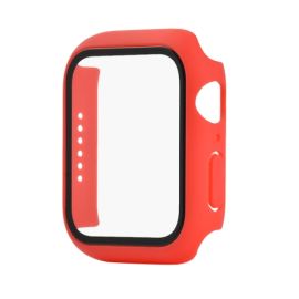obal na hodinky Apple Watch 6 / SE / 5 / 4 44mm / 1/2/3 42mm - Plastový kryt s ochranným sklom pre Apple Watch6 / SE / 5 / 4 (44mm) červený