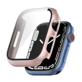 sklo / fólia Apple Watch 8 45mm - Plastový obal s ochranným sklom pre Apple Watch 9 / 8 / 7 (45mm) ružový