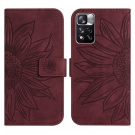 peňaženkové / vyklápacie puzdro Xiaomi Redmi Note 11S 5G - ART SUNFLOWER Peňaženkový obal pre Xiaomi Poco M4 Pro 5G / Redmi Note 11S 5G bordový