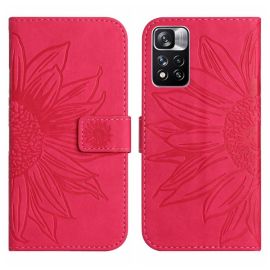 peňaženkové / vyklápacie puzdro Xiaomi Redmi Note 11S 5G - ART SUNFLOWER Peňaženkový obal pre Xiaomi Poco M4 Pro 5G / Redmi Note 11S 5G tmavoružový