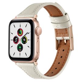 remienok na hodinky Apple Watch SE / SE 2022 / SE 2023 (40mm) - LEATHER Kožený remienok pre Apple Watch SE / SE 2022 / SE 2023 (40mm) biely