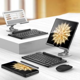 stojan OnePlus Open - GKK SET Bluetooth klávesnica + stojan + počítačová myš + stylus SILVER