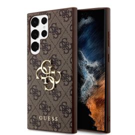 zadný kryt Tipy na darčeky - GUESS 4G METAL Kryt pre Samsung Galaxy S24 Ultra 5G hnedý