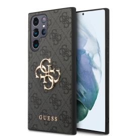 zadný kryt Tipy na darčeky - GUESS 4G METAL Kryt pre Samsung Galaxy S24 Ultra 5G šedý