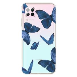 zadný kryt Huawei - ART Silikónový kryt Huawei P40 Lite BLUE BUTTERFLIES