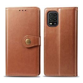 zaklápacie puzdro Xiaomi Mi 10 Lite - LEATHER BUCKLE Peňaženkový obal Xiaomi Mi 10 Lite hnedý