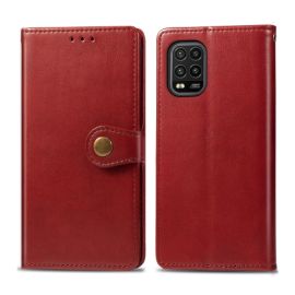 zaklápacie puzdro Xiaomi Mi 10 Lite - LEATHER BUCKLE Peňaženkový obal Xiaomi Mi 10 Lite červený