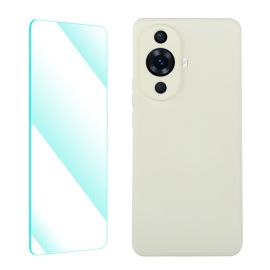 zadný kryt Huawei Nova 11 - ENKAY SET Silikónový obal a 2D sklo Huawei nova 11 bežový