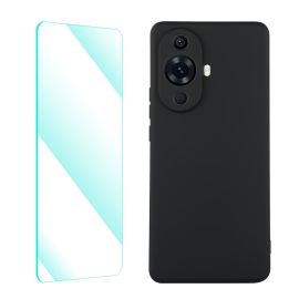 zadný kryt Huawei Nova 11 - ENKAY SET Silikónový obal a 2D sklo Huawei nova 11 čierny