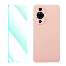 zadný kryt Huawei Nova 11 - ENKAY SET Silikónový obal a 2D sklo Huawei nova 11 ružový