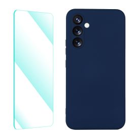zadný kryt Samsung Galaxy A54 5G - ENKAY SET Silikónový obal a 2D sklo Samsung Galaxy A54 5G modrý
