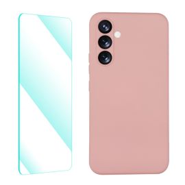 zadný kryt Samsung Galaxy A54 5G - ENKAY SET Silikónový obal a 2D sklo Samsung Galaxy A54 5G ružový