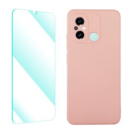 zadný kryt Xiaomi Redmi 12C - ENKAY SET Silikónový obal a 2D sklo Xiaomi Redmi 12C ružový