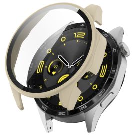 obal na hodinky Huawei Watch GT 4 46mm - PC FULL COVER Plastový kryt so sklom pre Huawei Watch GT 4 46mm béžový