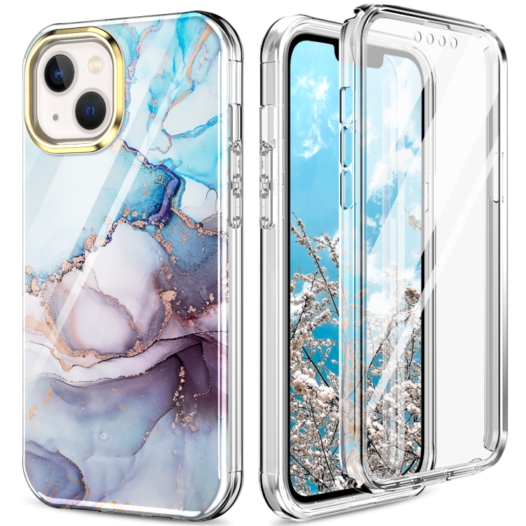 E-shop DUAL MARBLE Odolný kryt Apple iPhone 14 Plus BLUE GOLD MARBLE