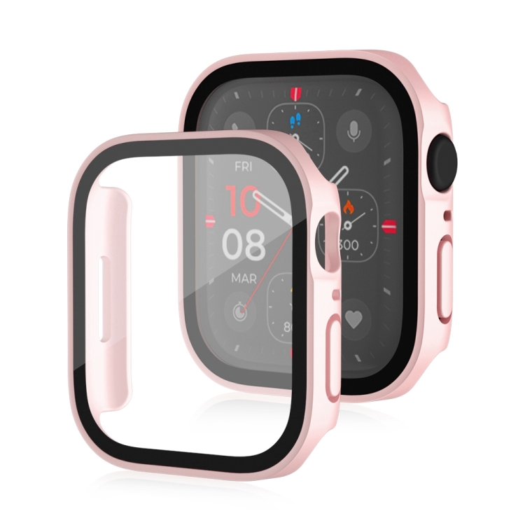 E-shop PC FULL COVER Plastový kryt so sklom pre Apple Watch SE / SE 2022 / SE 2023 / SE 2025 (44mm) ružovozlatý