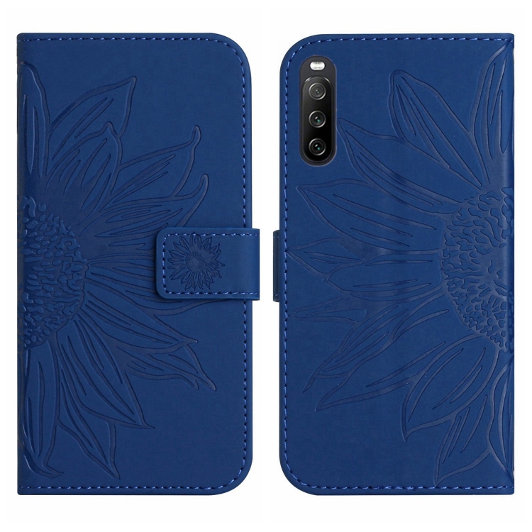 E-shop ART SUNFLOWER Peňaženkové puzdro s remienkom Sony Xperia 10 IV 5G modrý