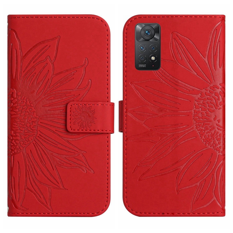 E-shop ART SUNFLOWER Peňaženkový obal so šnúrkou pre Xiaomi Redmi Note 11 / Note 11S červený