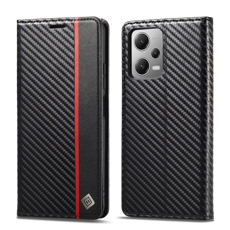 E-shop IMEEKE CARBON Peňaženkový kryt Xiaomi Redmi Note 12 Pro 5G / Poco X5 Pro 5G