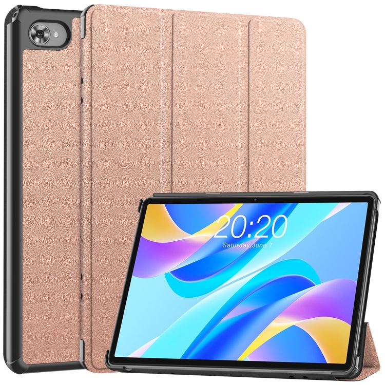 E-shop LEATHER Zaklápací kryt pre Teclast M40 Plus ružovozlatý