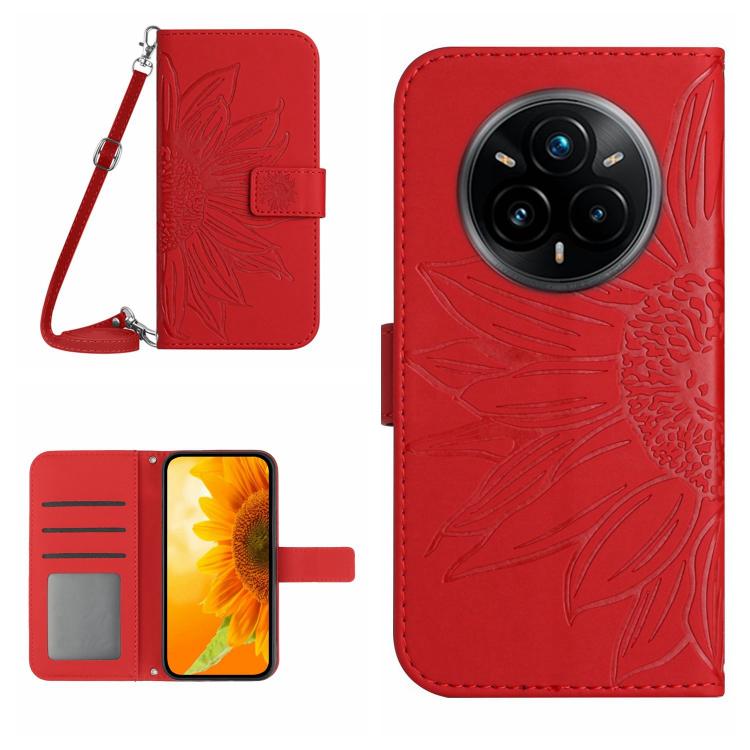E-shop ART SUNFLOWER Peňaženkový obal so šnúrkou pre Realme 14 Pro+ 5G červený