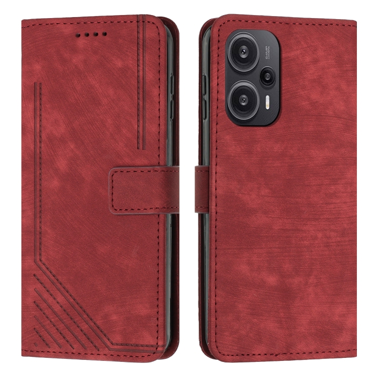 E-shop STRIPE Peňaženkové puzdro s remienkom Xiaomi Poco F5 červené