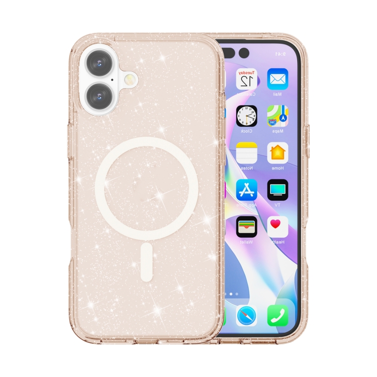 E-shop GLITTER MAGSAFE Ochranný kryt pre Apple iPhone 16 Plus lososovo ružový