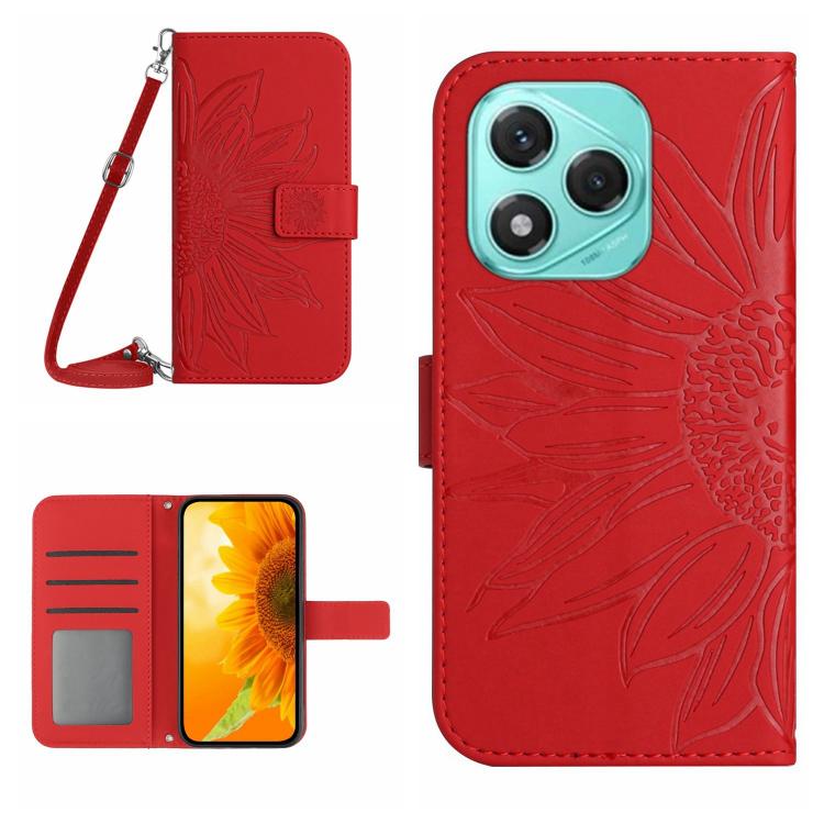 E-shop ART SUNFLOWER Peňaženkový obal so šnúrkou pre Honor 400 Lite červený
