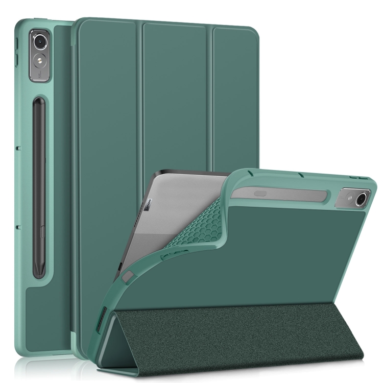 E-shop LEATHER Zaklápací kryt pre Lenovo Tab P12 zelený